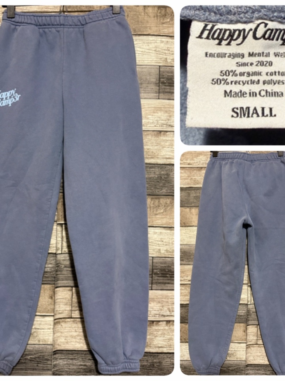 HAPPY CAMP3R Sweatpants Joggers Women’s S Blue Tapered (Inseam 27) Pull On